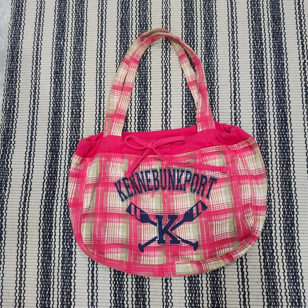 Too Cool Kennebunkport Maine Plaid Sweatshirt Tote Bag Pink Green Graphic Casual